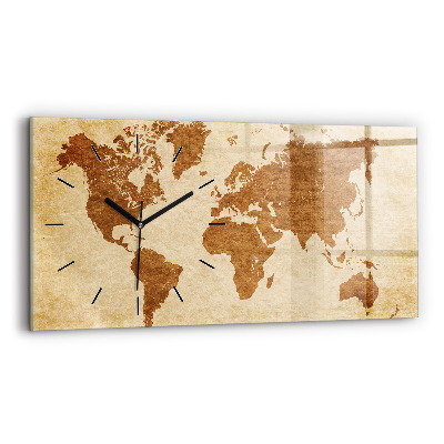Horloge rectangulaire horizontale Carte du monde à l'ancienne