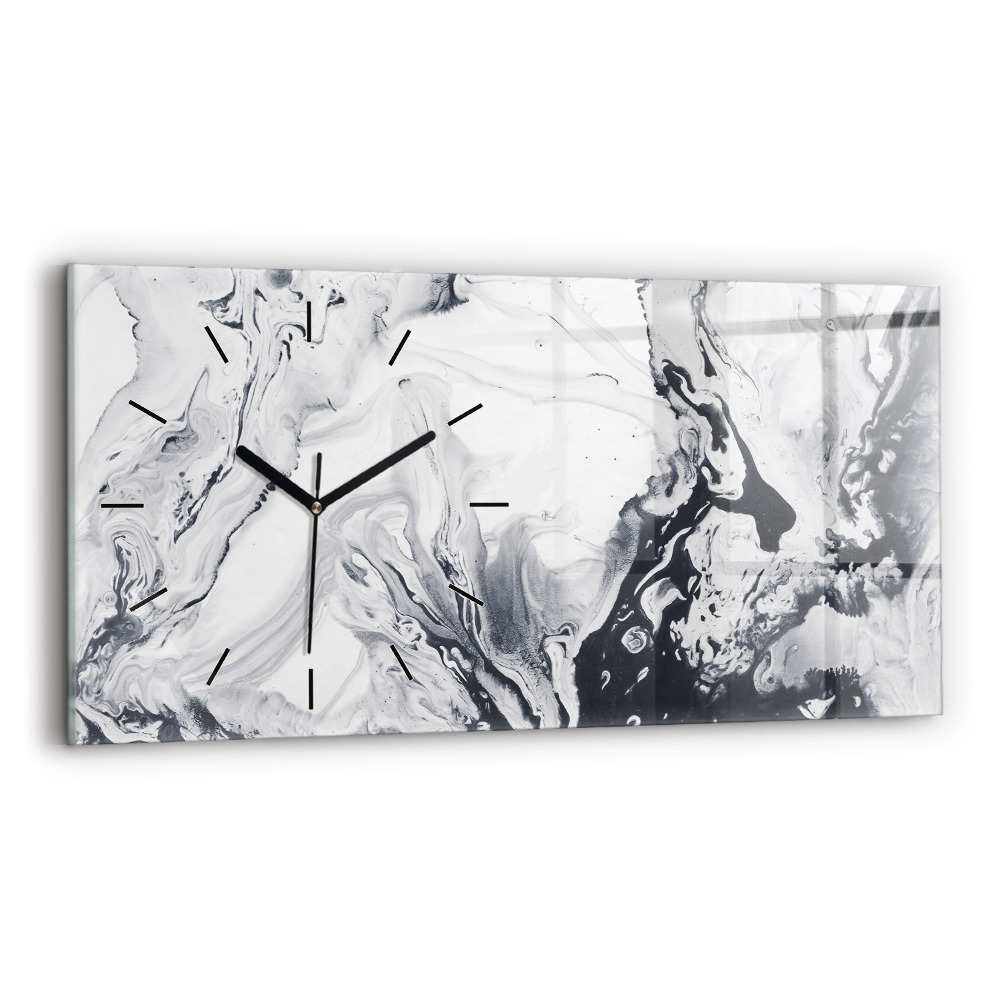 Horloge horizontale en verre Marbre abstrait à l'encre