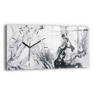 Horloge horizontale en verre Marbre abstrait à l'encre
