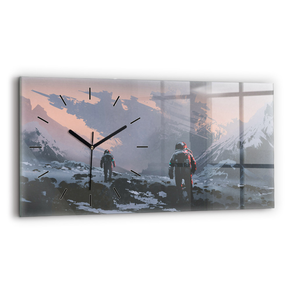 Horloge murale horizontale Astronautes Voie lactée