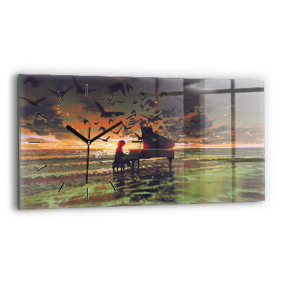 Horloge murale horizontale Concert sur la plage