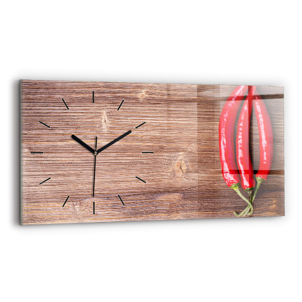 Horloge horizontale en verre Paprika