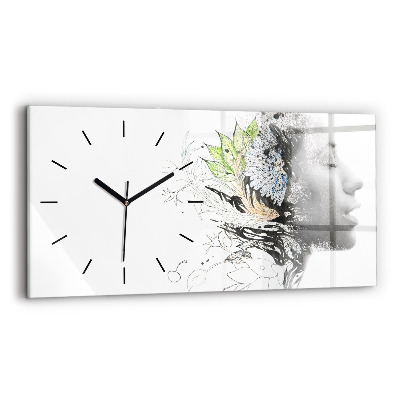 Horloge rectangulaire horizontale Visage abstrait d'une femme