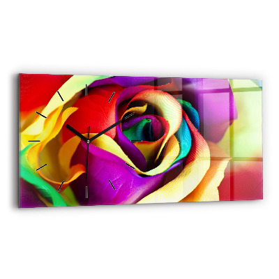 Horloge rectangulaire horizontale Rose arc-en-ciel