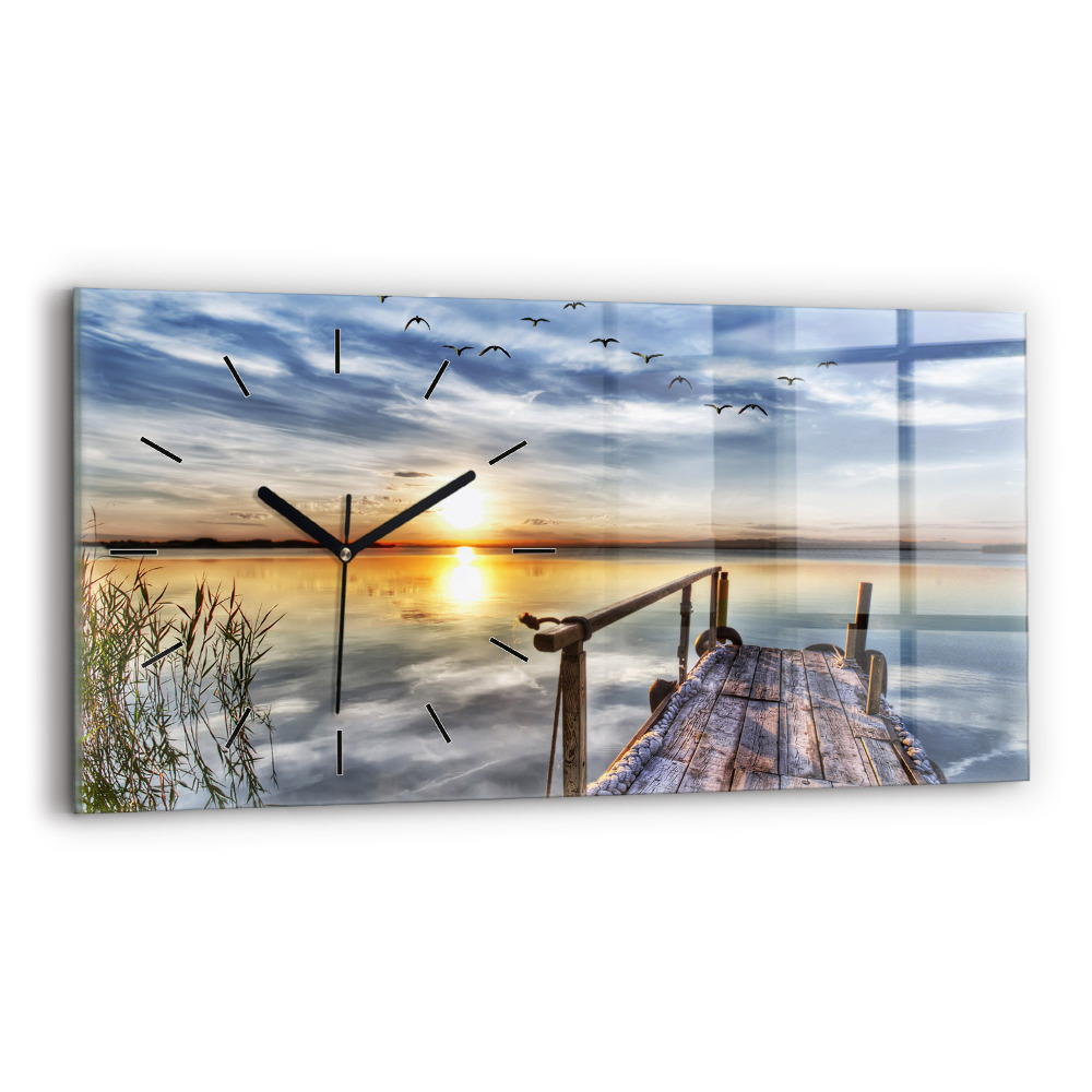 Horloge murale horizontale Lac du coucher du soleil