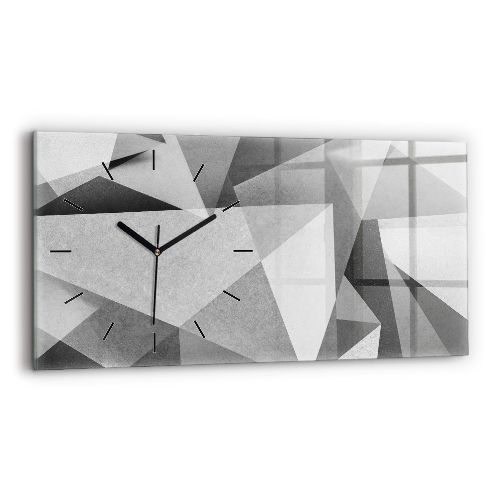 Horloge murale horizontale Abstraction géométrique grise