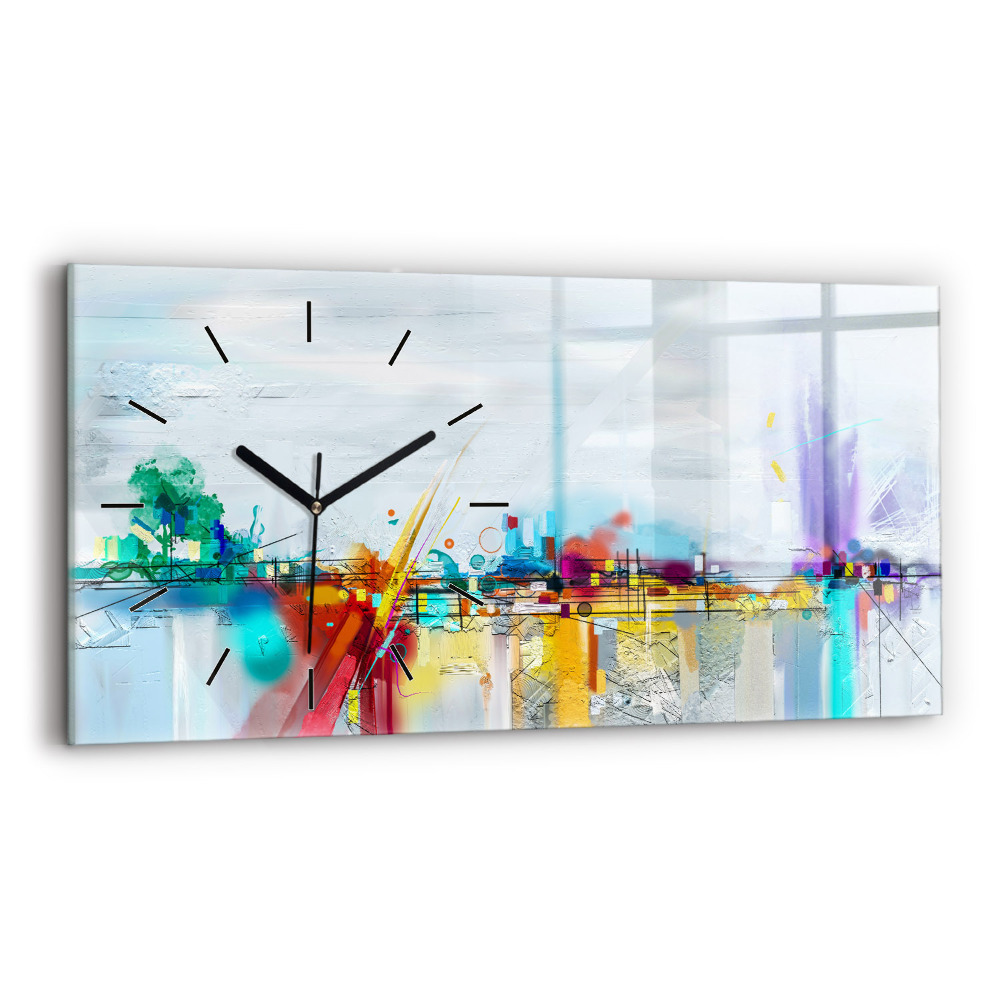Horloge murale horizontale Paysage abstrait à l'huile