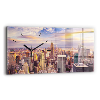 Horloge rectangulaire horizontale Coucher de soleil à New York