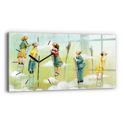 Horloge horizontale en verre Personnes sur une échelle