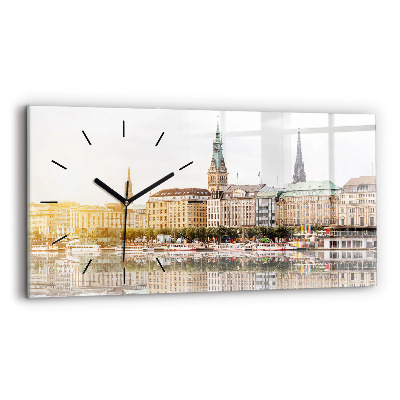 Horloge horizontale en verre Fleuve Hambourg Allemagne