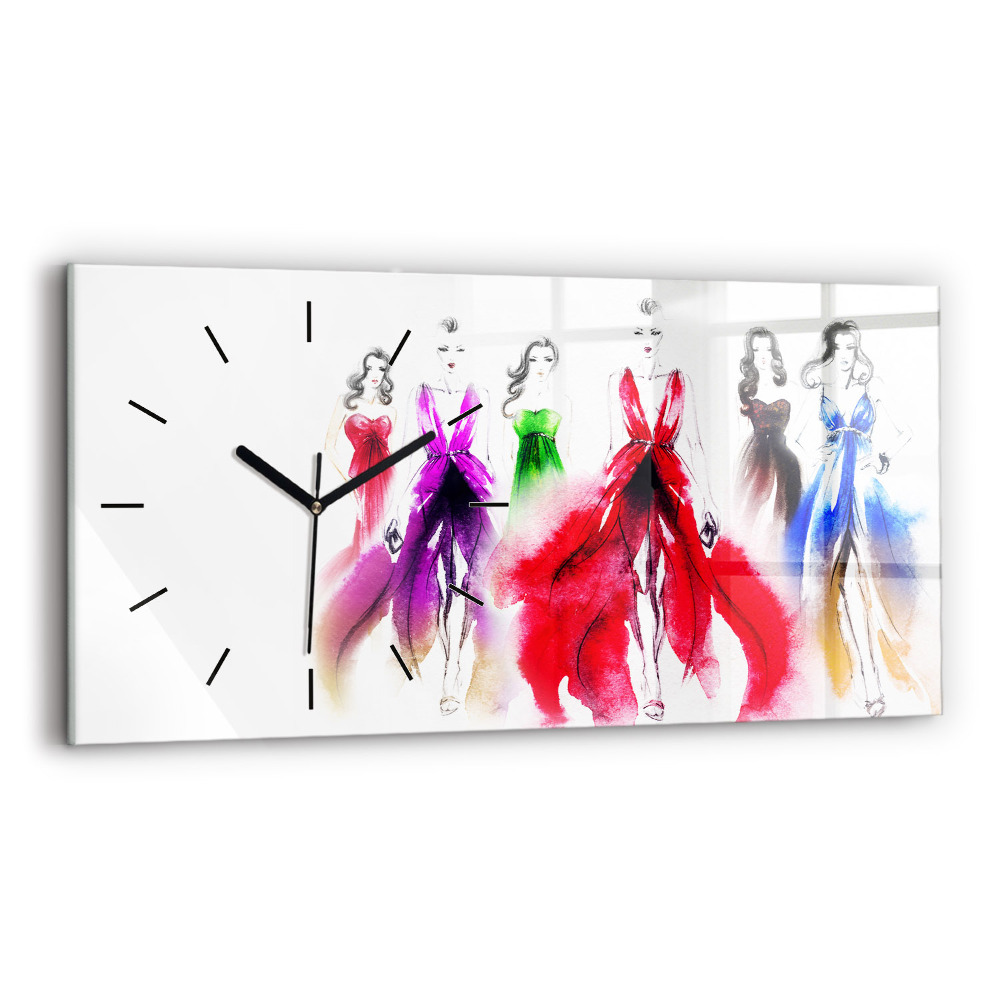 Horloge horizontale en verre Femmes en robes colorées