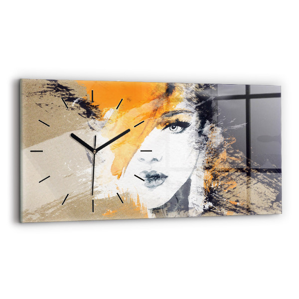 Horloge murale horizontale Portrait de femme abstrait