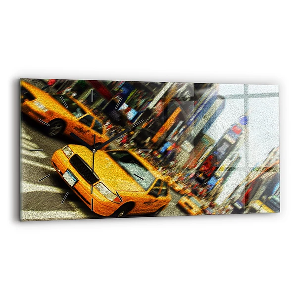 Horloge horizontale en verre Taxis de la ville de New York
