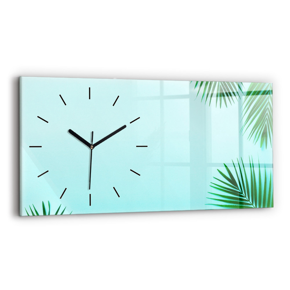 Horloge horizontale en verre Feuilles de palmier