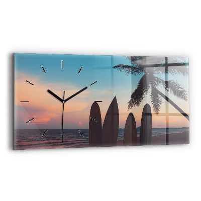 Horloge murale horizontale Surf sur la plage