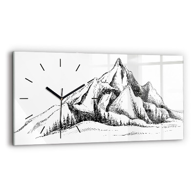 Horloge rectangulaire horizontale Montagnes dessinées