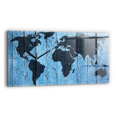 Horloge rectangulaire horizontale Carte du monde en carton