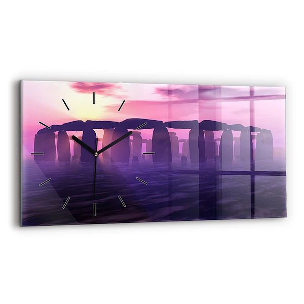 Horloge horizontale en verre Coucher de soleil à Stonehenge
