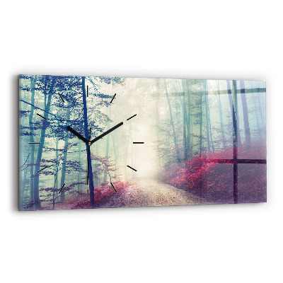 Horloge rectangulaire horizontale Route d'automne Brouillard forestier