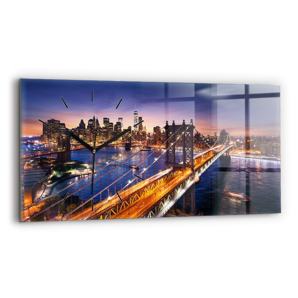 Horloge horizontale en verre New York et le coucher de soleil