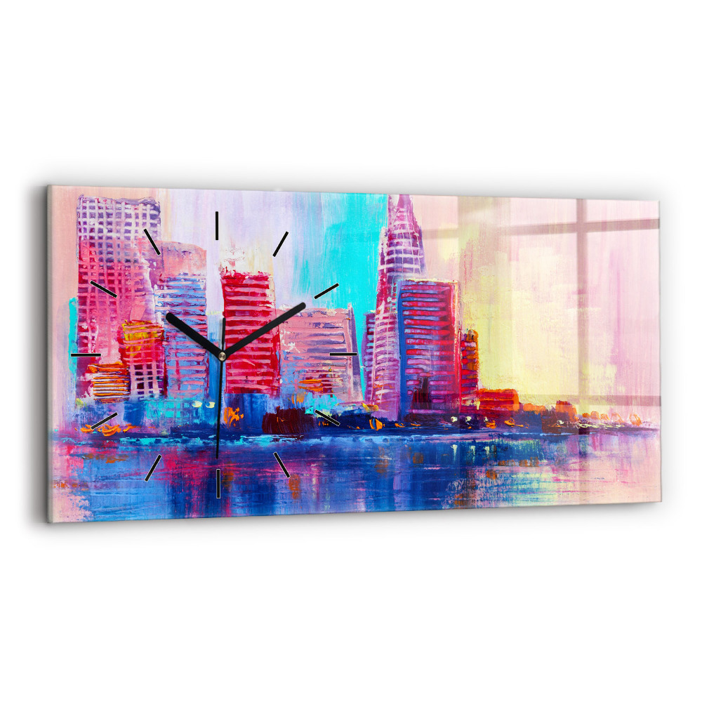 Horloge rectangulaire horizontale Abstrait de gratte-ciel