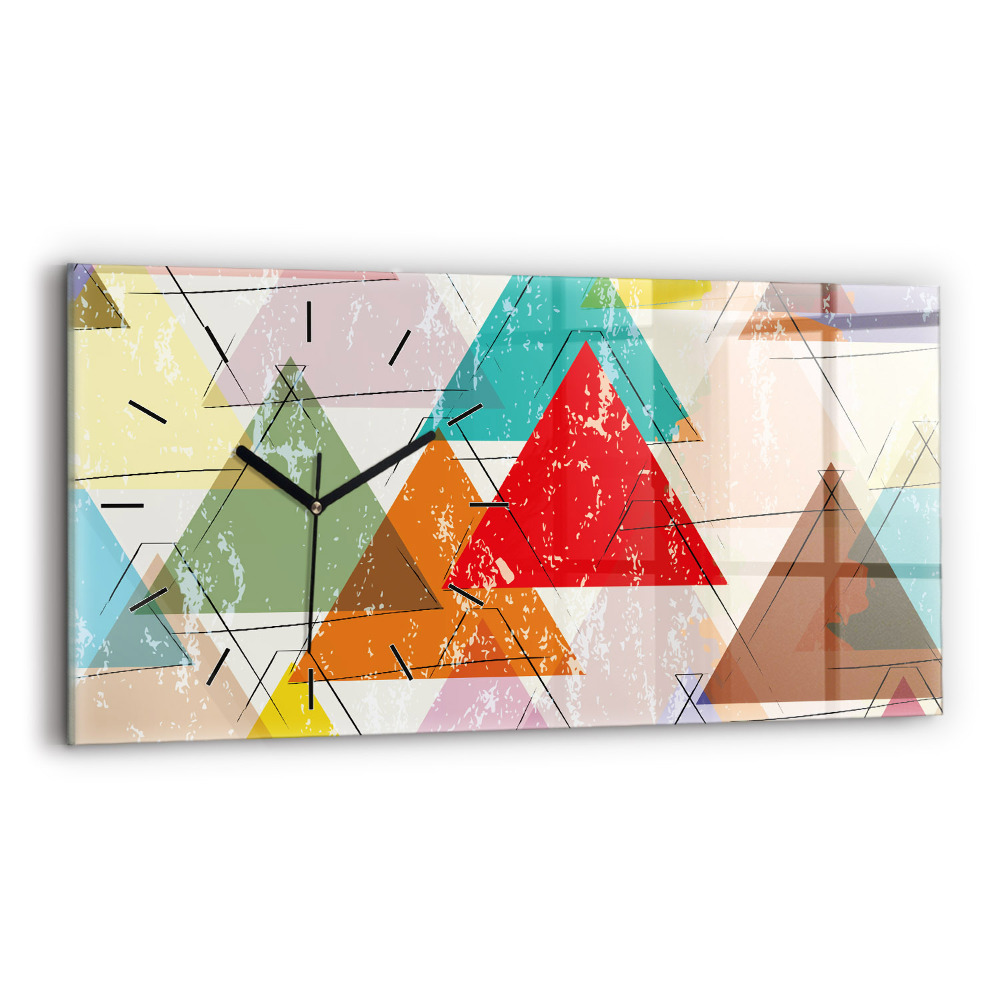 Horloge murale horizontale Motif géométrique triangulaire