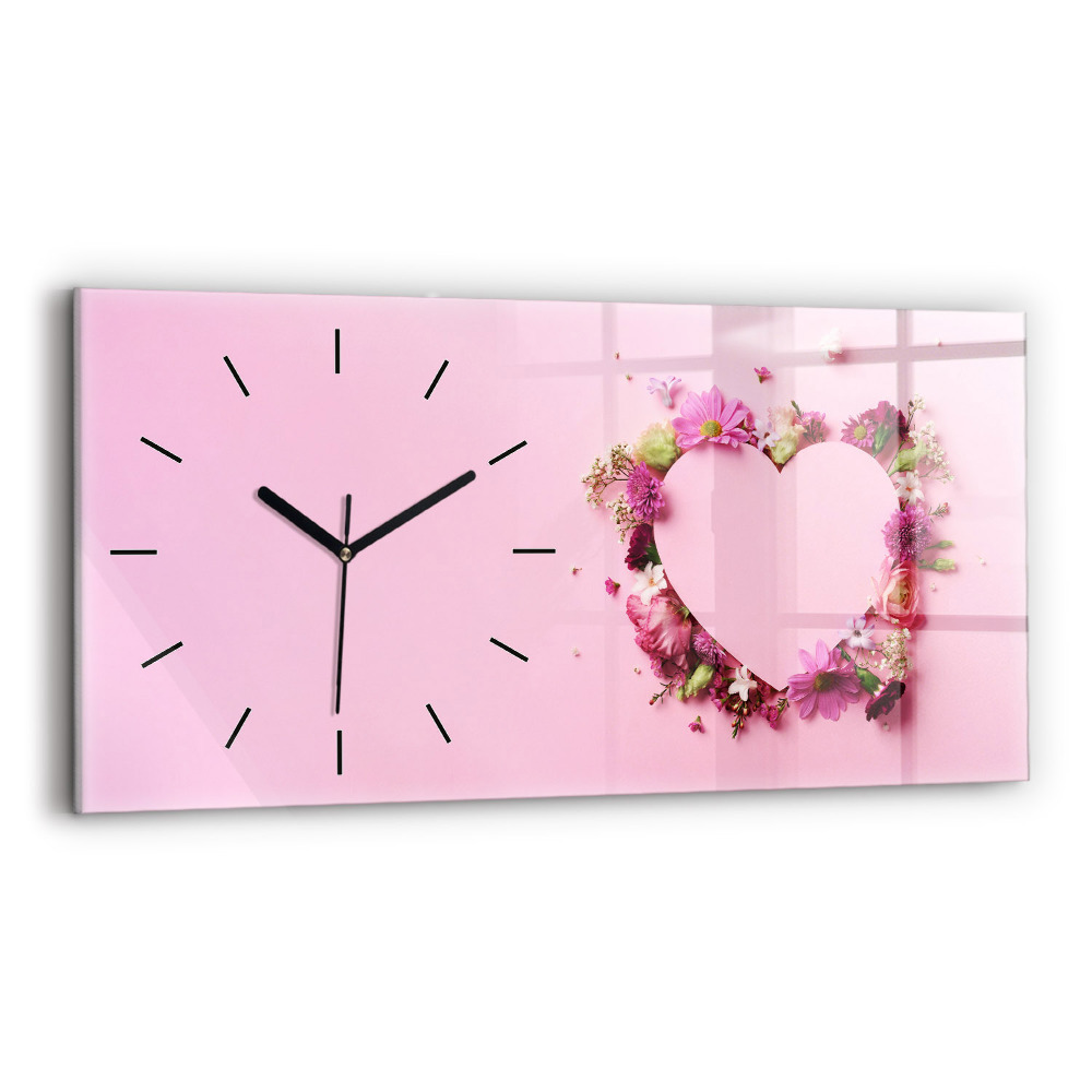 Horloge murale horizontale Cœur de fleurs