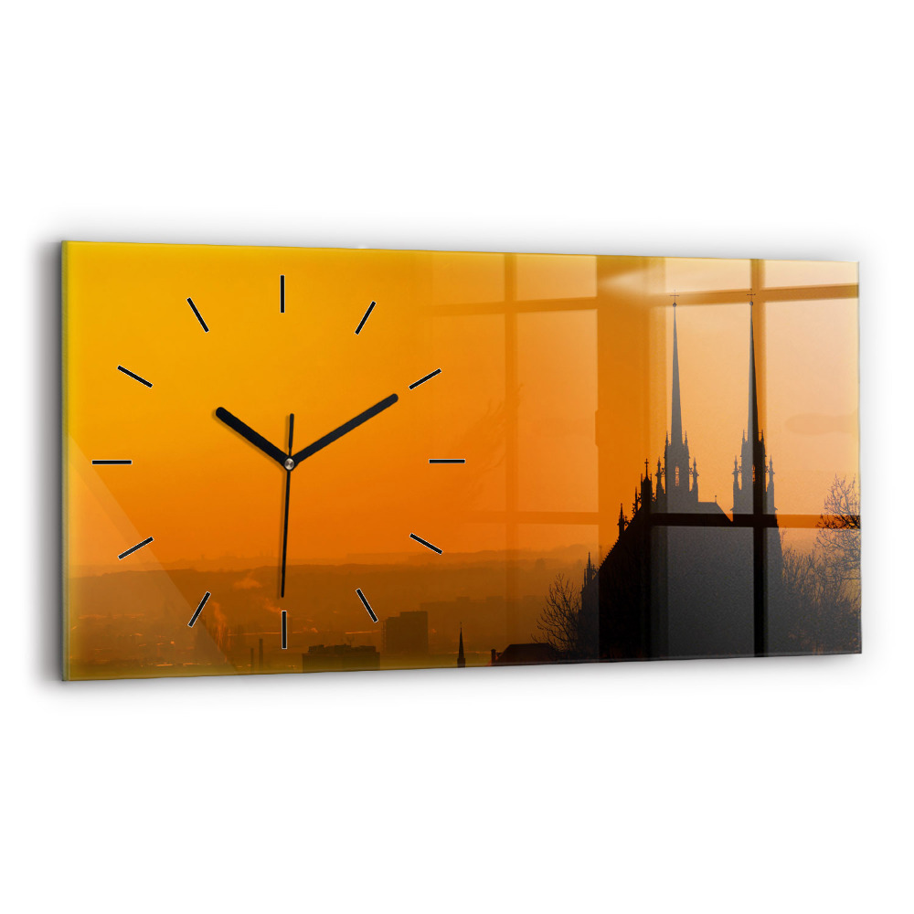 Horloge horizontale en verre Vue de la cathédrale de Brno
