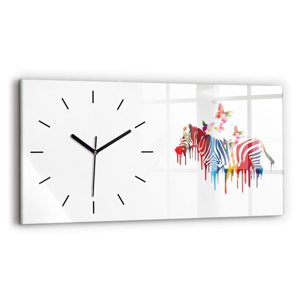 Horloge horizontale en verre Zèbre coloré