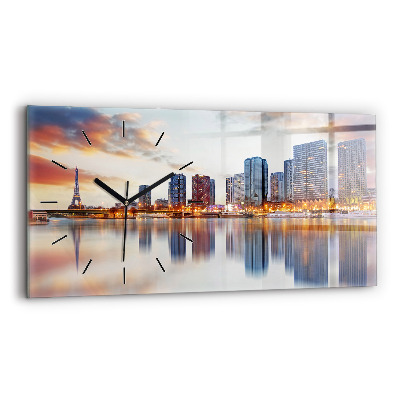 Horloge rectangulaire horizontale Panorama avec la Tour Eiffel
