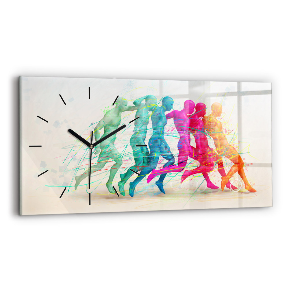 Horloge horizontale en verre Personnes colorées