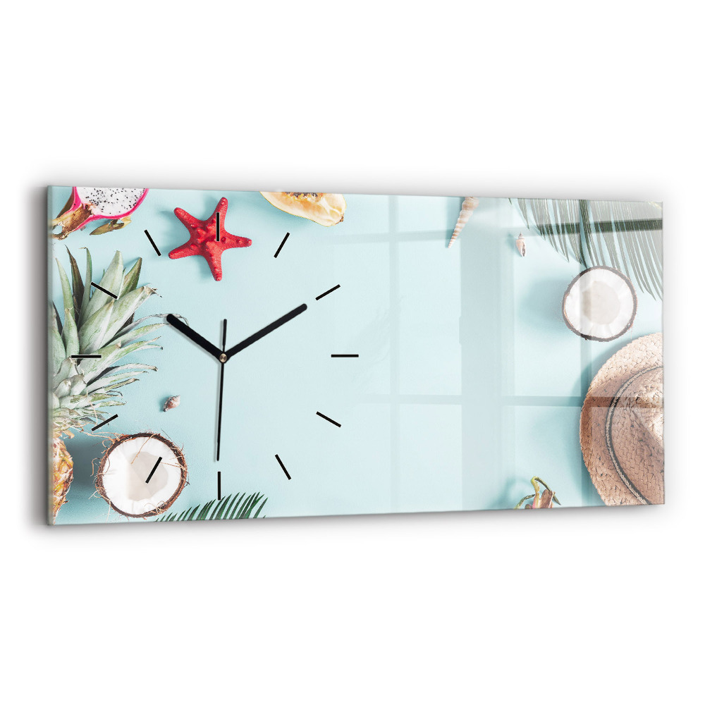 Horloge horizontale en verre Composition d'été