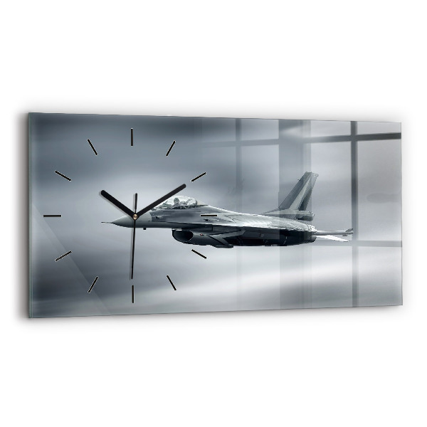 Horloge murale horizontale Avion militaire en vol