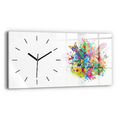 Horloge rectangulaire horizontale Harmonie florale avec papillons