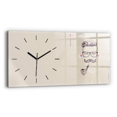 Horloge murale horizontale Homme avec une pipe