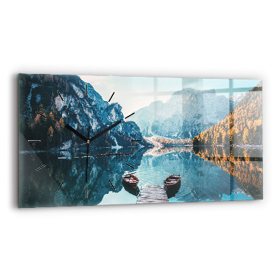 Horloge murale horizontale Bateaux sur un lac