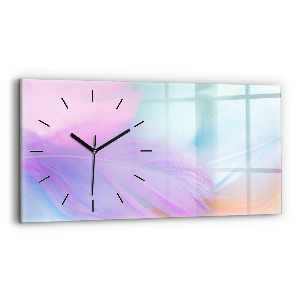 Horloge murale horizontale Plumes colorées
