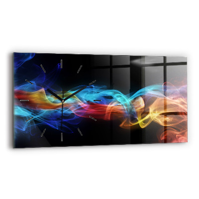 Horloge horizontale en verre Lignes abstraites colorées
