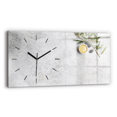 Horloge horizontale en verre Olives minimalistes