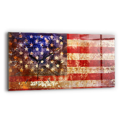 Horloge rectangulaire horizontale Drapeau américain en style vintage