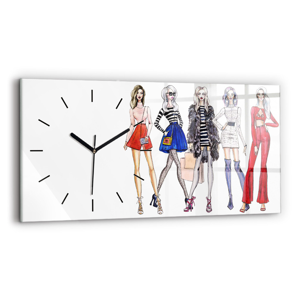 Horloge horizontale en verre Filles à la mode