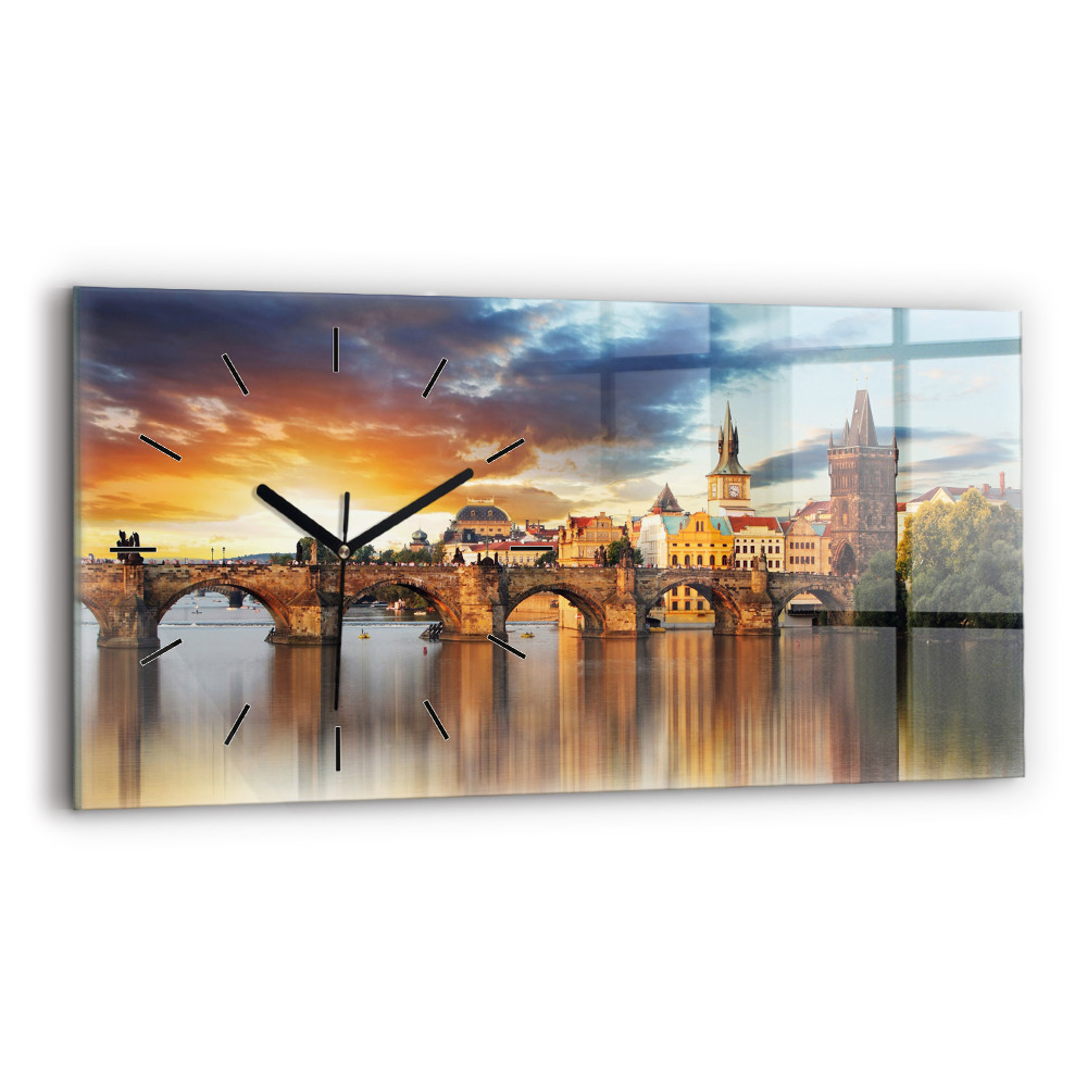 Horloge horizontale en verre Panorama sur une rivière