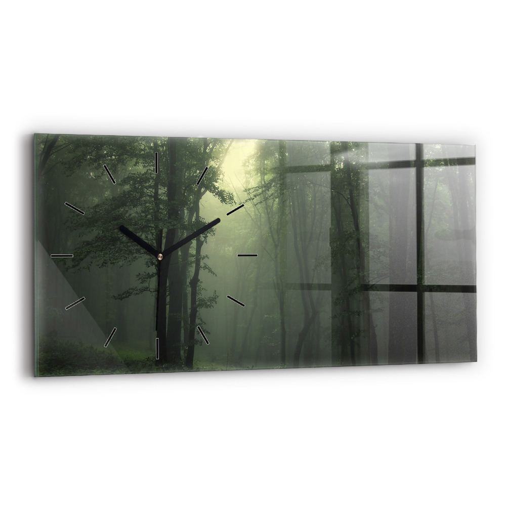 Horloge horizontale en verre Forêt brumeuse le matin