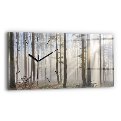 Horloge rectangulaire horizontale Forêt dans la brume