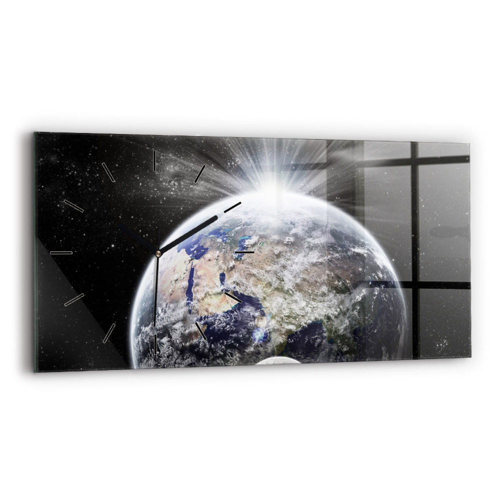 Horloge horizontale en verre Terre Lune Soleil