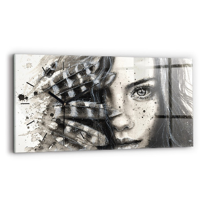 Horloge rectangulaire horizontale Portrait peint