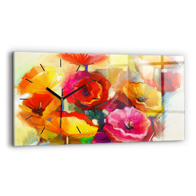 Horloge rectangulaire horizontale Coquelicots colorés