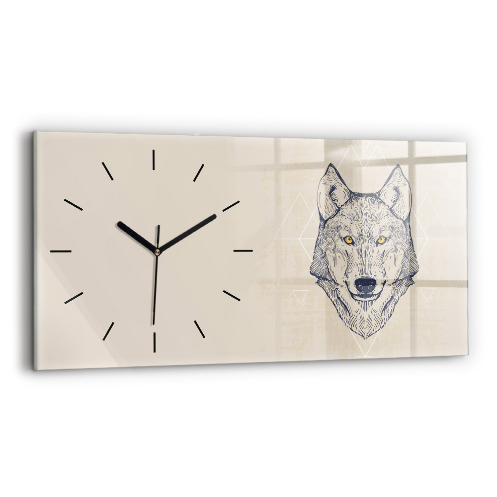 Horloge murale horizontale Tête de loup