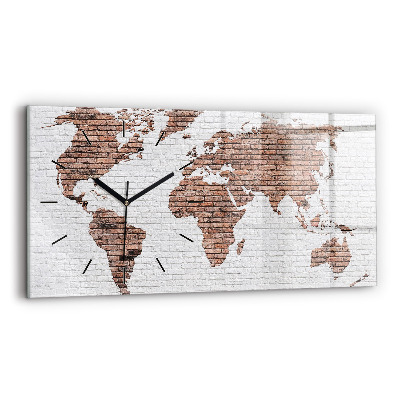 Horloge rectangulaire horizontale Carte du monde en briques