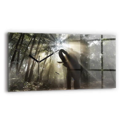 Horloge rectangulaire horizontale Éléphant dans la jungle